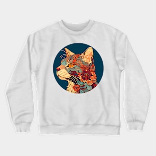 Lady Cat Boho Flower - Cat Hippy Lover Crewneck Sweatshirt